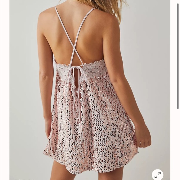 NWT Intimately By Free People That Girl Sequin Slip Dress In Pink Nectar size XS - Picture 2 of 6